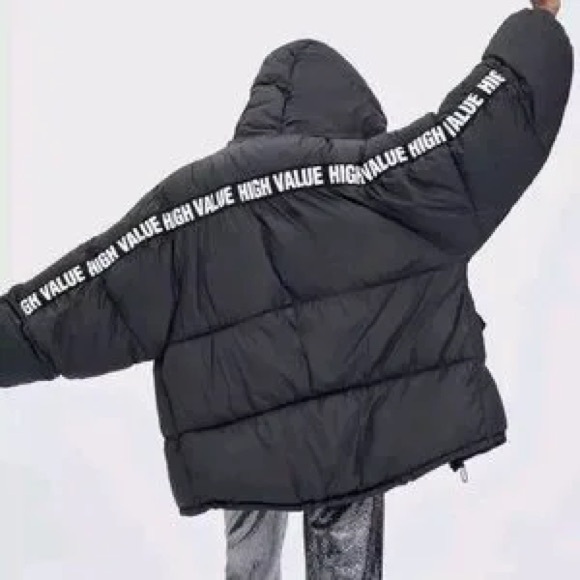 Zara HIGH VALUE Puffer Jacket - Black GUC Oversized Size Small - Picture 1 of 11